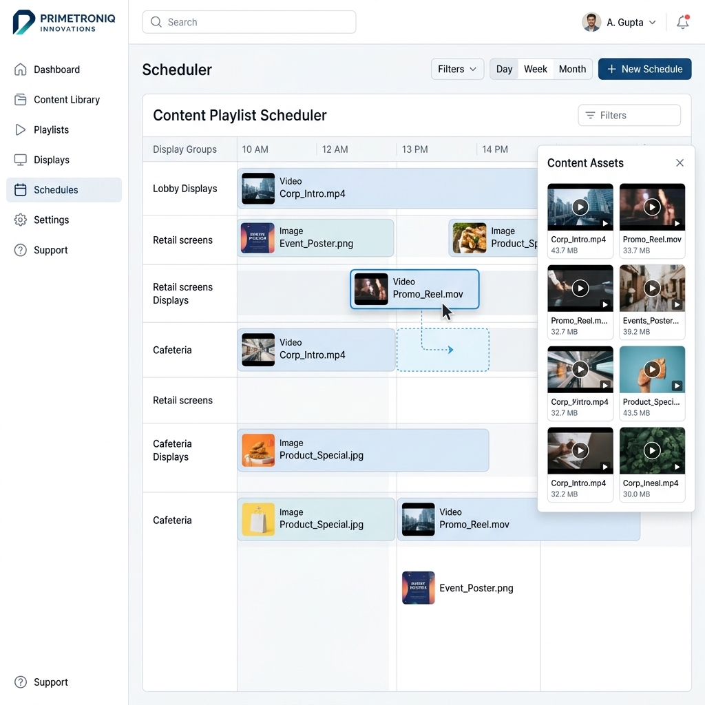 Cloud Signage Content Dashboard